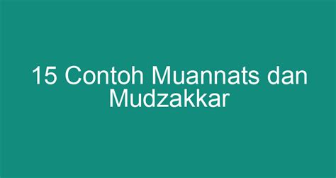 Contoh Muannats